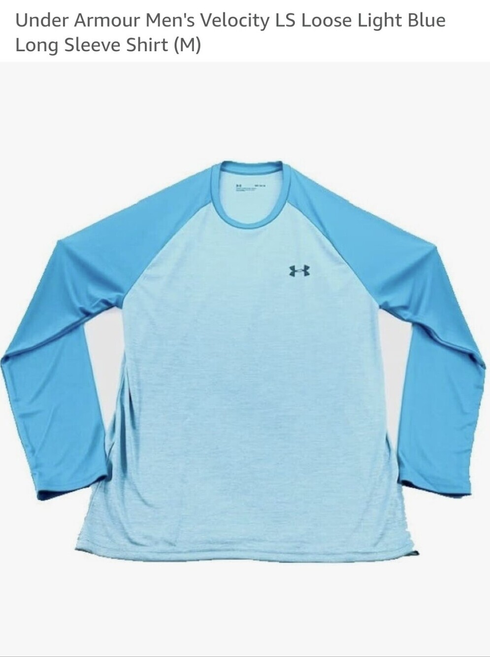 Under Armour Men's Velocity LS Loose Light Blue 3/4 Sleeve Shirt (M) /Women's L